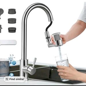 Modern Silver Kitchen Faucet with 2 Water Filters